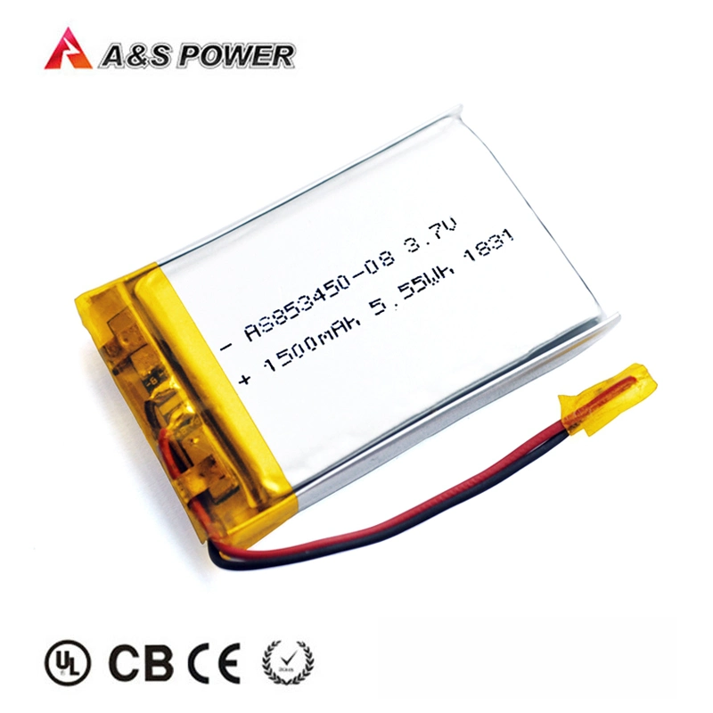 Factory Price 3.7V 853450 1500mAh Lithium Polymer Battery Lipo Battery with UL, CB, CE, Kc, Un38.3