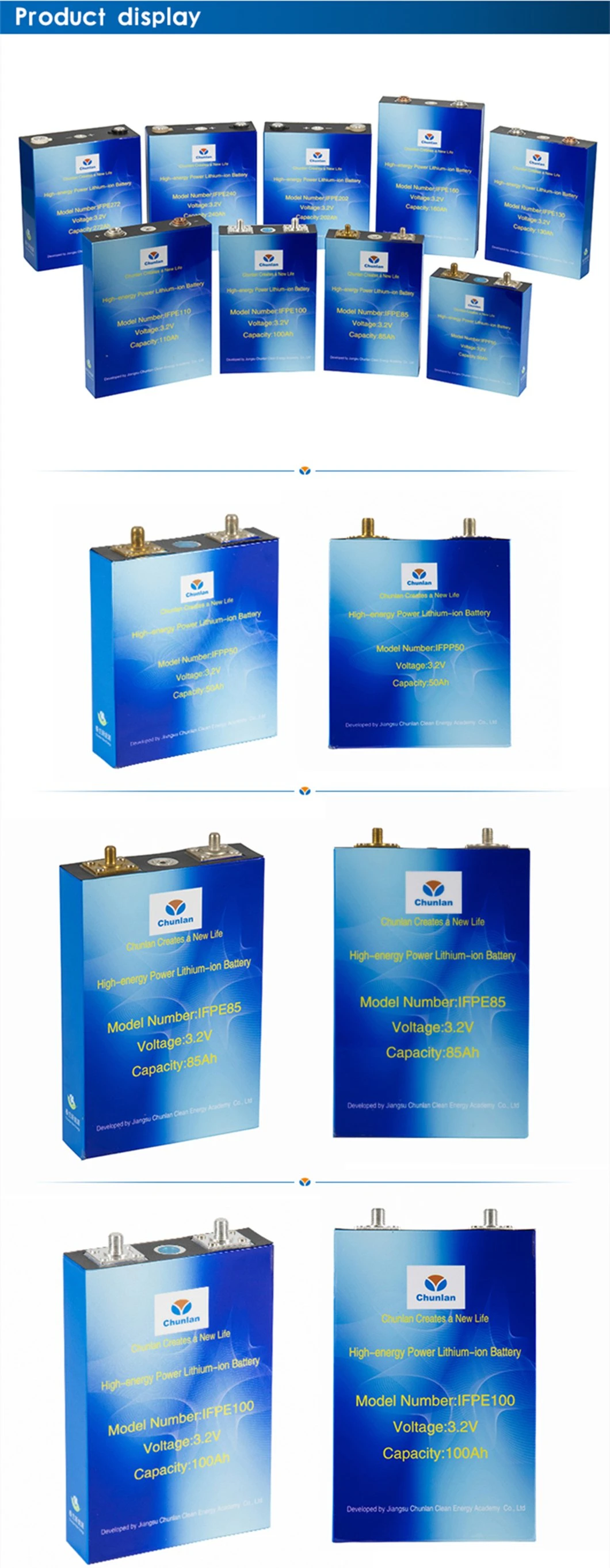 LiFePO4 3.2V 100ah Lithium Ion Battery